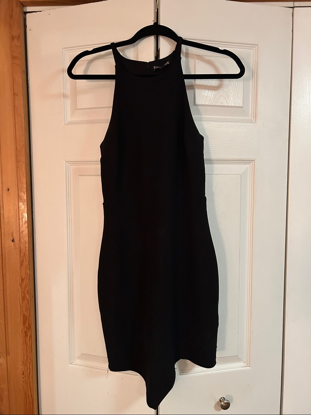 Express Black Asymmetrical Halter Dress
